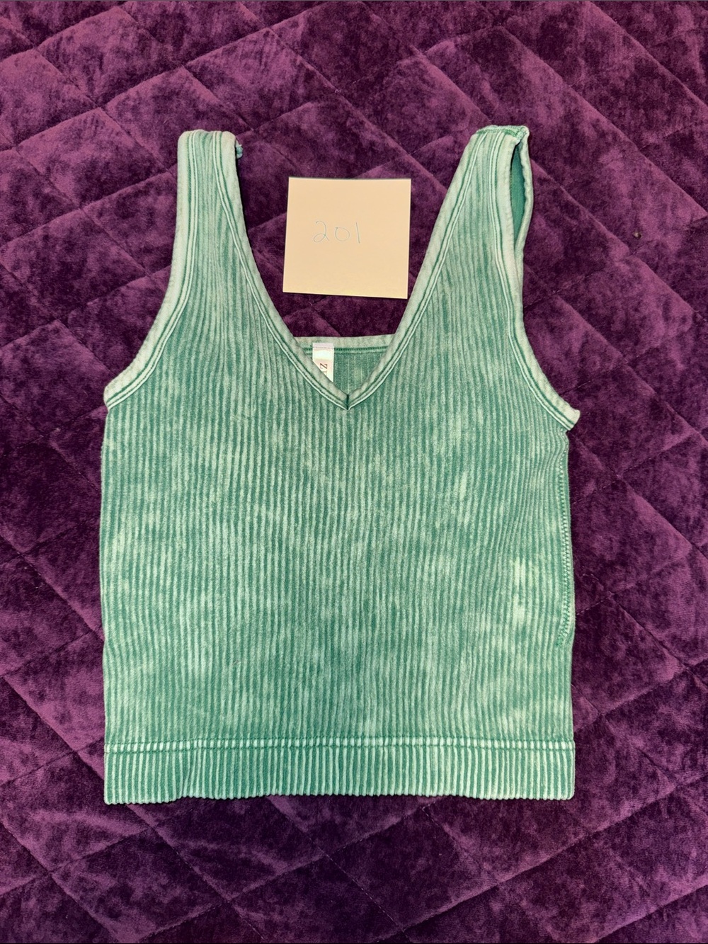 Zenana Green Ribbed V-Neck Bralette with removable pads